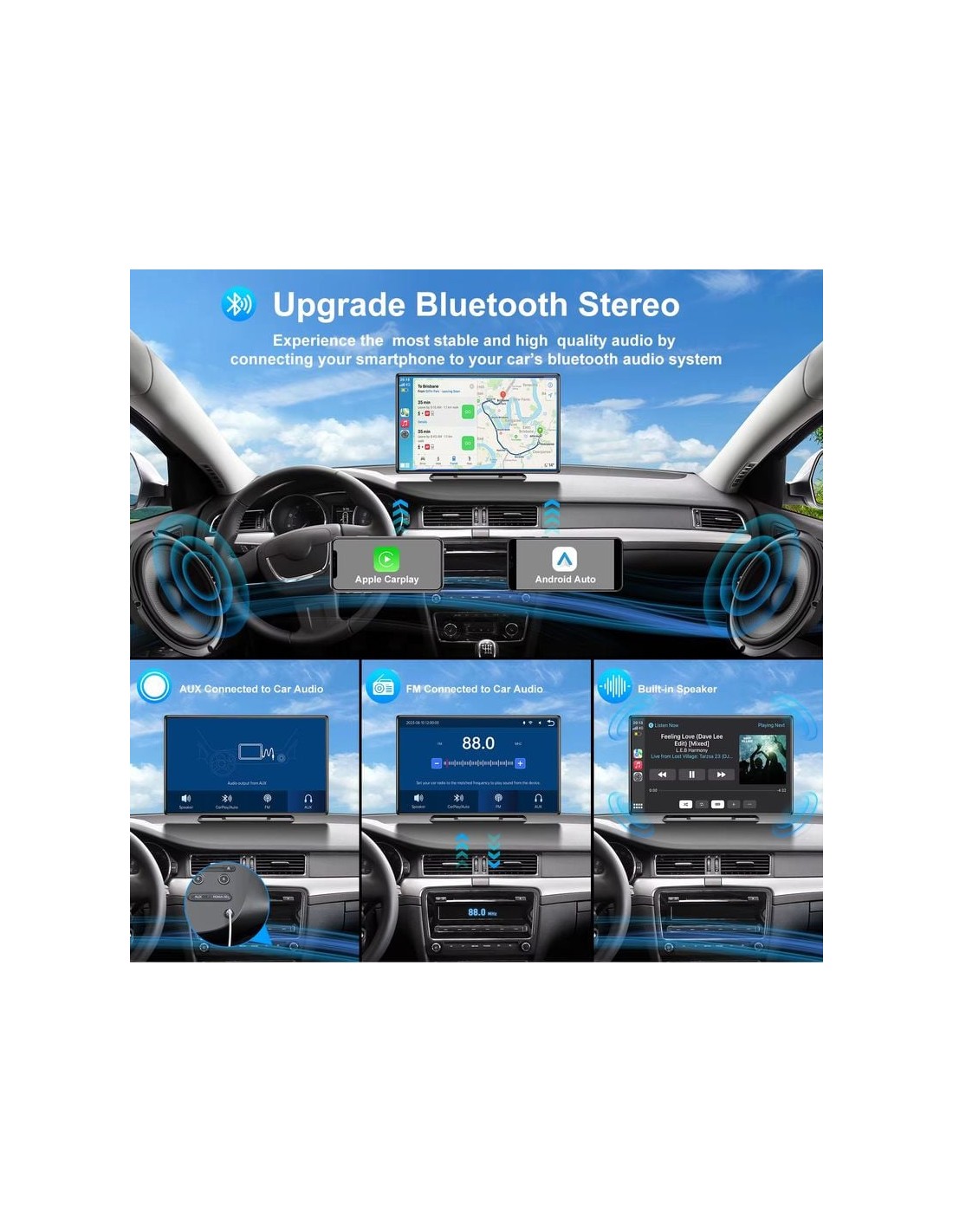 Dash Cam SD9060 Pantalla táctil universal 9 pulgadas Inalámbrico Carpl