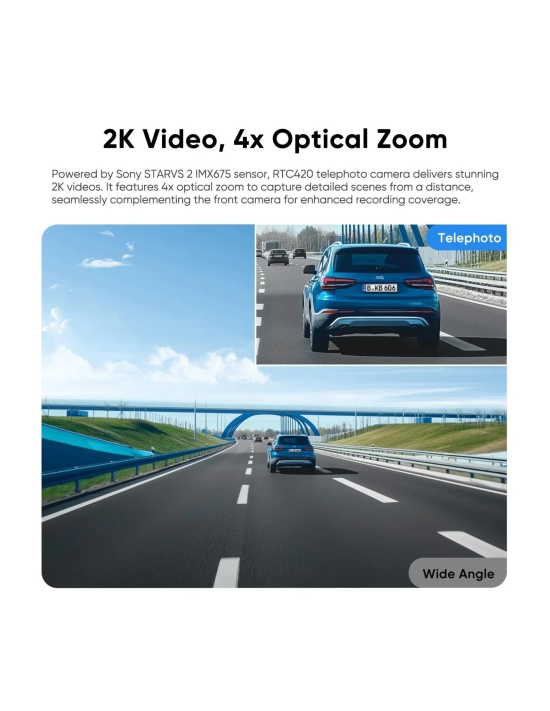Dashcam VIOFO RTC420 Teleobjetivo 2K HDR Sony STARVIS 2 Zoom 4x Óptico