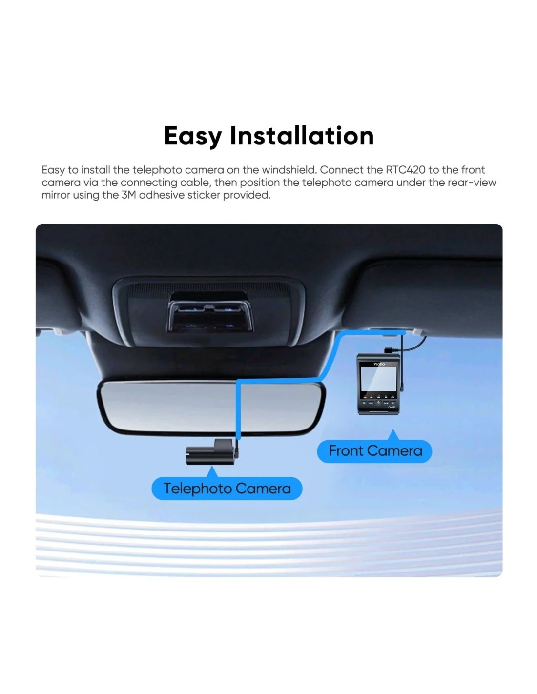 Dashcam VIOFO RTC420 Teleobjetivo 2K HDR Sony STARVIS 2 Zoom 4x Óptico