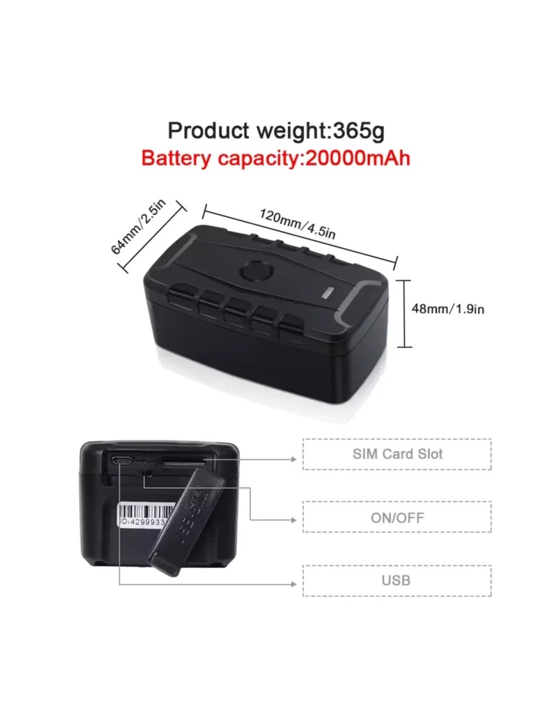 Localizador GPS TKSTAR TK918 4G 20000mAh Magnético para Coche 240 días