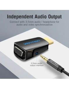 Adaptador Conversor Vention HDMI Macho a VGA Hembra Audio Jack 3.5mm 2