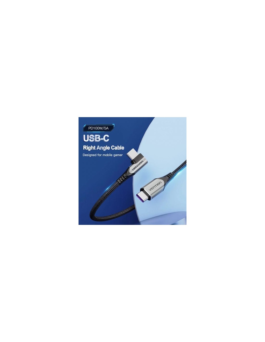 Cable USB 2.0 Tipo-C 90º Vention USB Tipo-C Macho - USB Tipo-C Macho H
