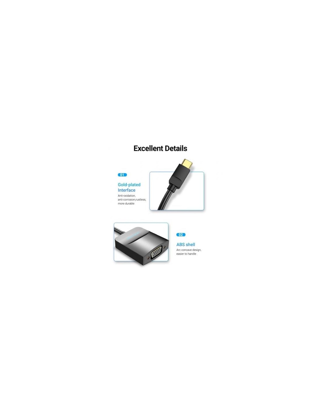 Adaptador USB Tipo-C Vention USB Tipo-C Macho - VGA Hembra | Logroño