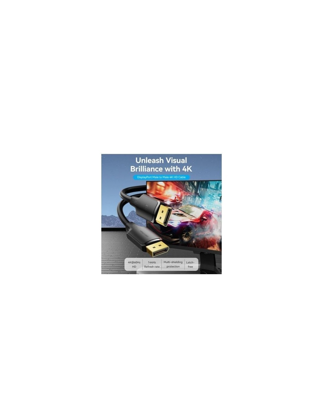 Cable Conversor Vention DisplayPort Macho - DisplayPort 4K Macho 2m Ne