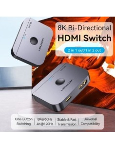 Switch Conmutador 8K HDMI 2.1 Bidireccional Vention HDMI Hembra USB-C  2