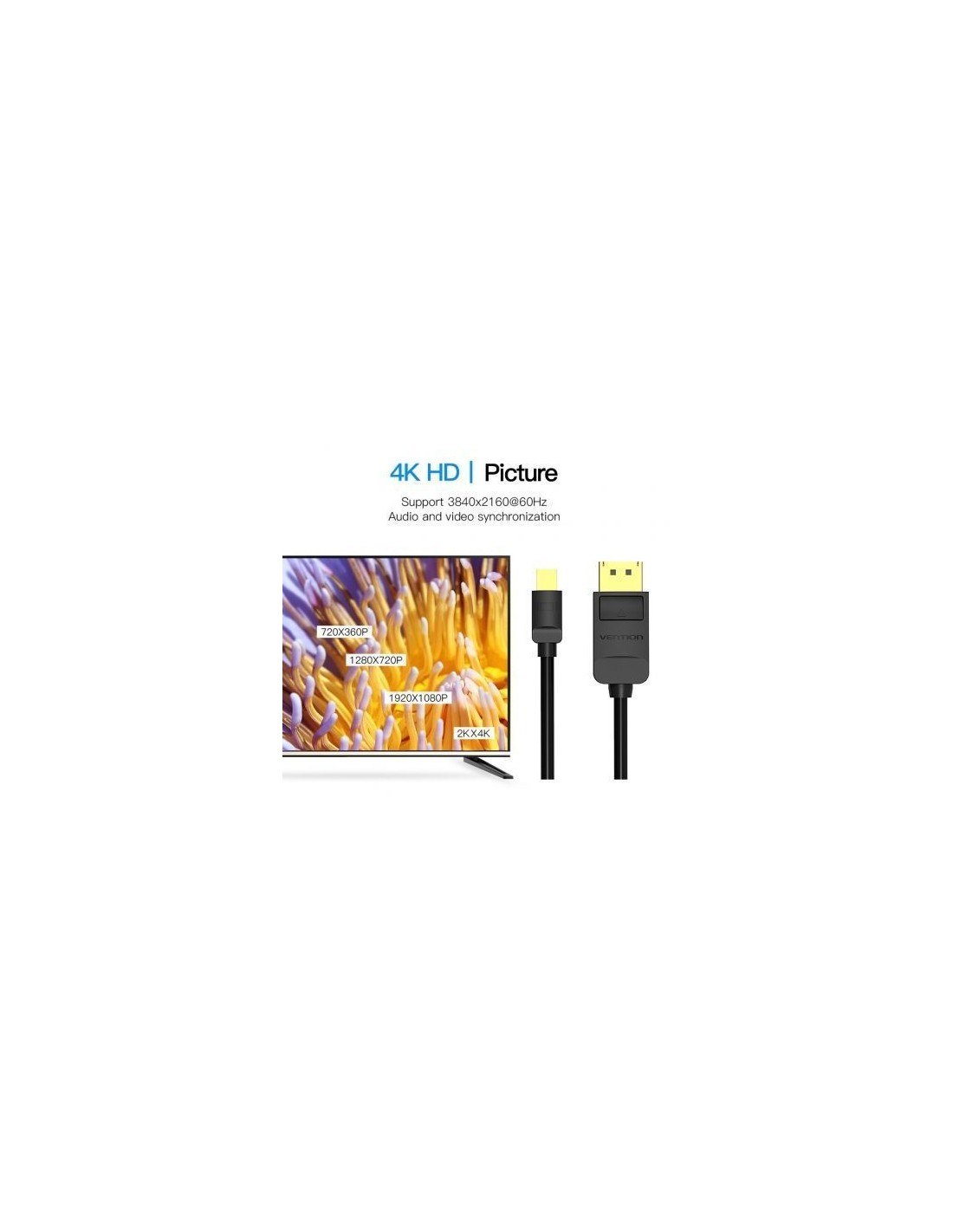 Cable Mini DisplayPort 1.4 4K Vention Mini DisplayPort Macho - Display