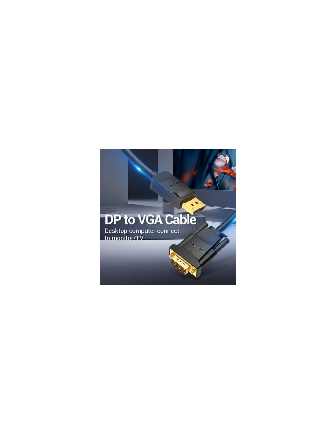 Cable Conversor Vention DisplayPort Macho - VGA Macho Negro | Logroño