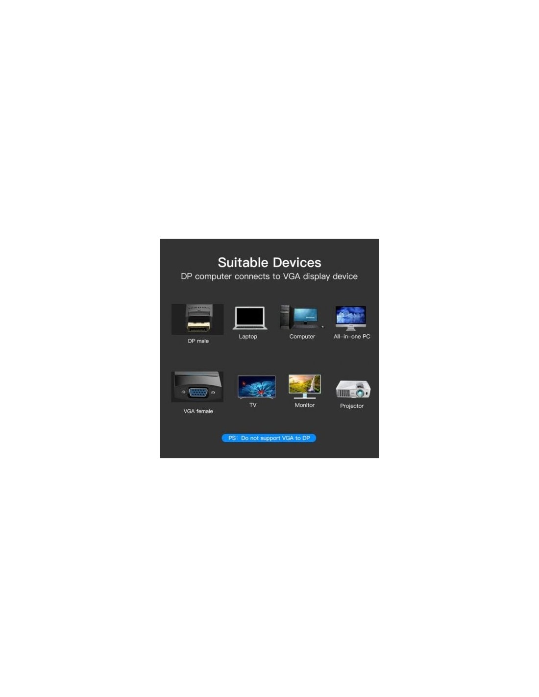 Conversor Vention DisplayPort Macho - VGA Hembra 15cm Negro | Logroño