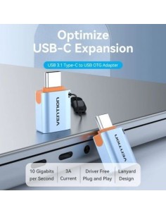 Adaptador OTG USB 3.1 Vention USB Tipo-C Macho - USB Hembra Azul 2
