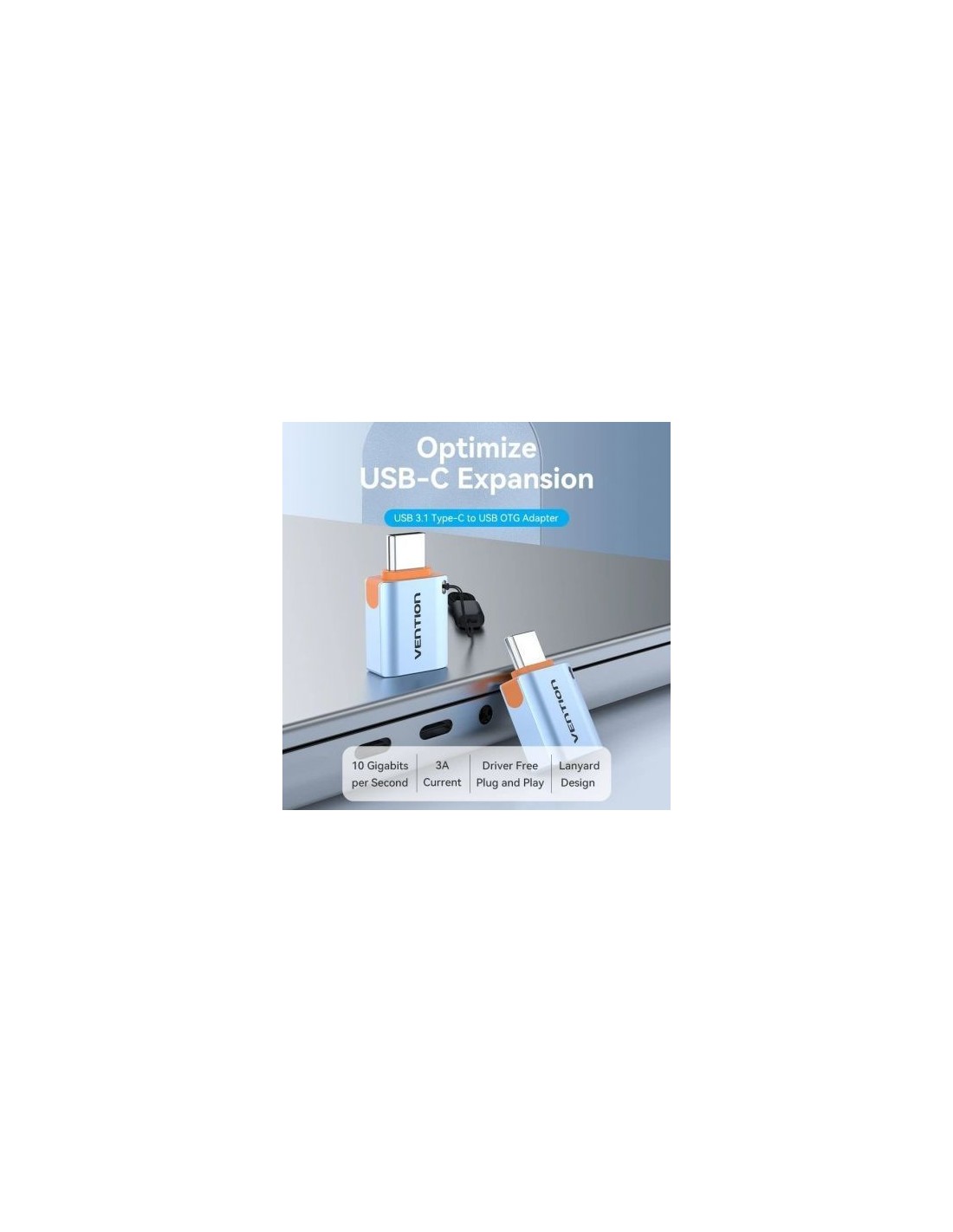Adaptador OTG USB 3.1 Vention USB Tipo-C Macho - USB Hembra Azul