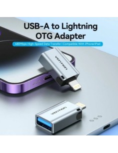 Adaptador OTG USB Vention USB Hembra - Lightning Macho Azul | Logroño 2