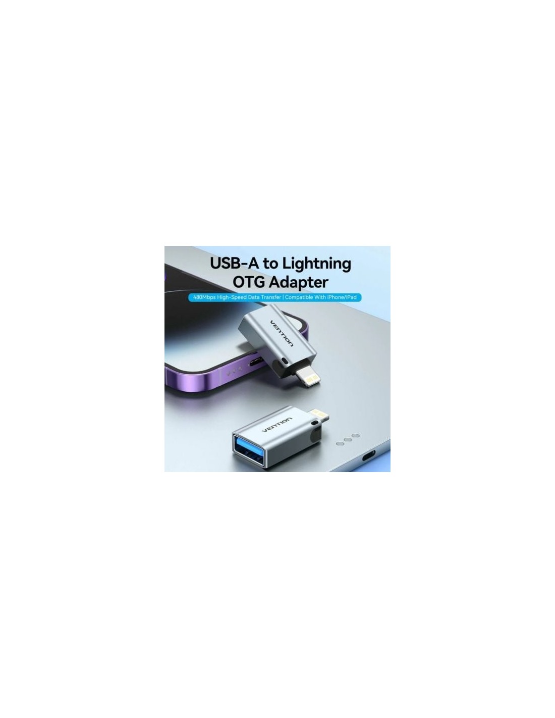 Adaptador OTG USB Vention USB Hembra - Lightning Macho Azul | Logroño