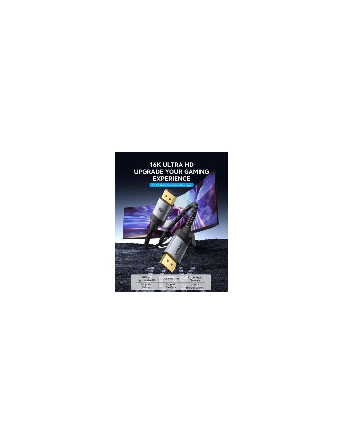 Cable DisplayPort 2.1 16K Vention DisplayPort Macho - DisplayPort Mach