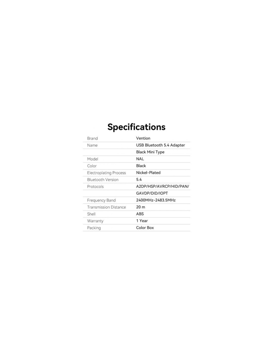 Adaptador USB - Bluetooth 5.4 Vention | Logroño