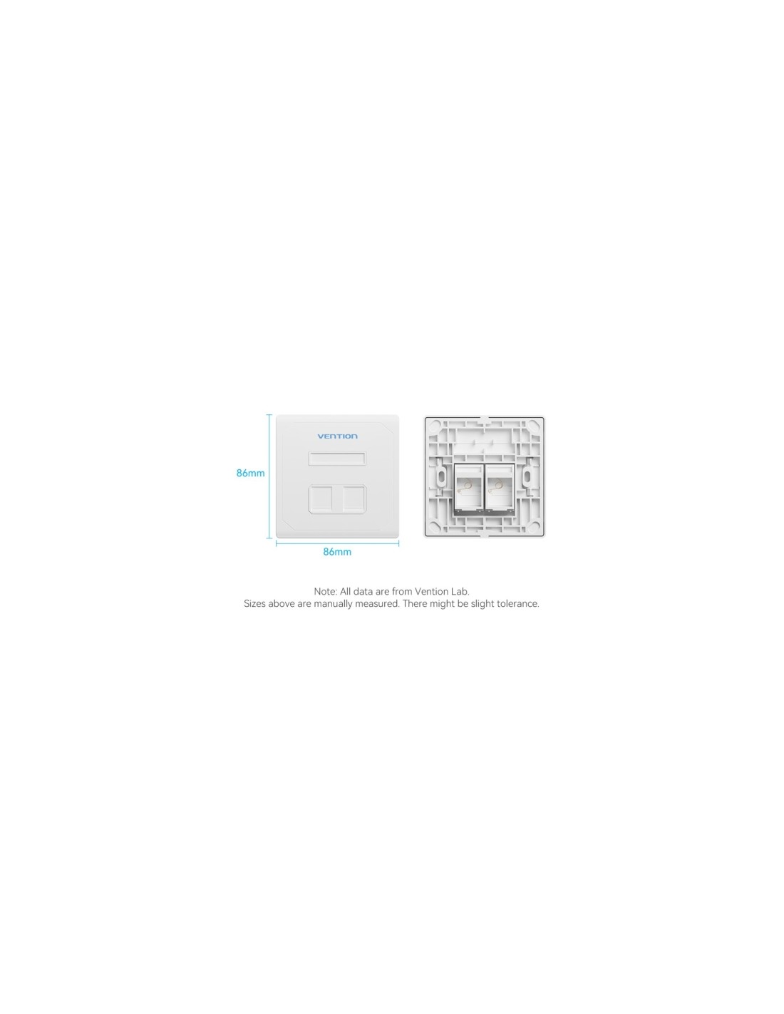 Placa de Pared Keystock Vention 2 Puertos RJ45 | Logroño