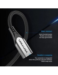 Cable Alargador USB 3.1 Tipo-C Vention USB Tipo-C Macho - USB Tipo-C H 2