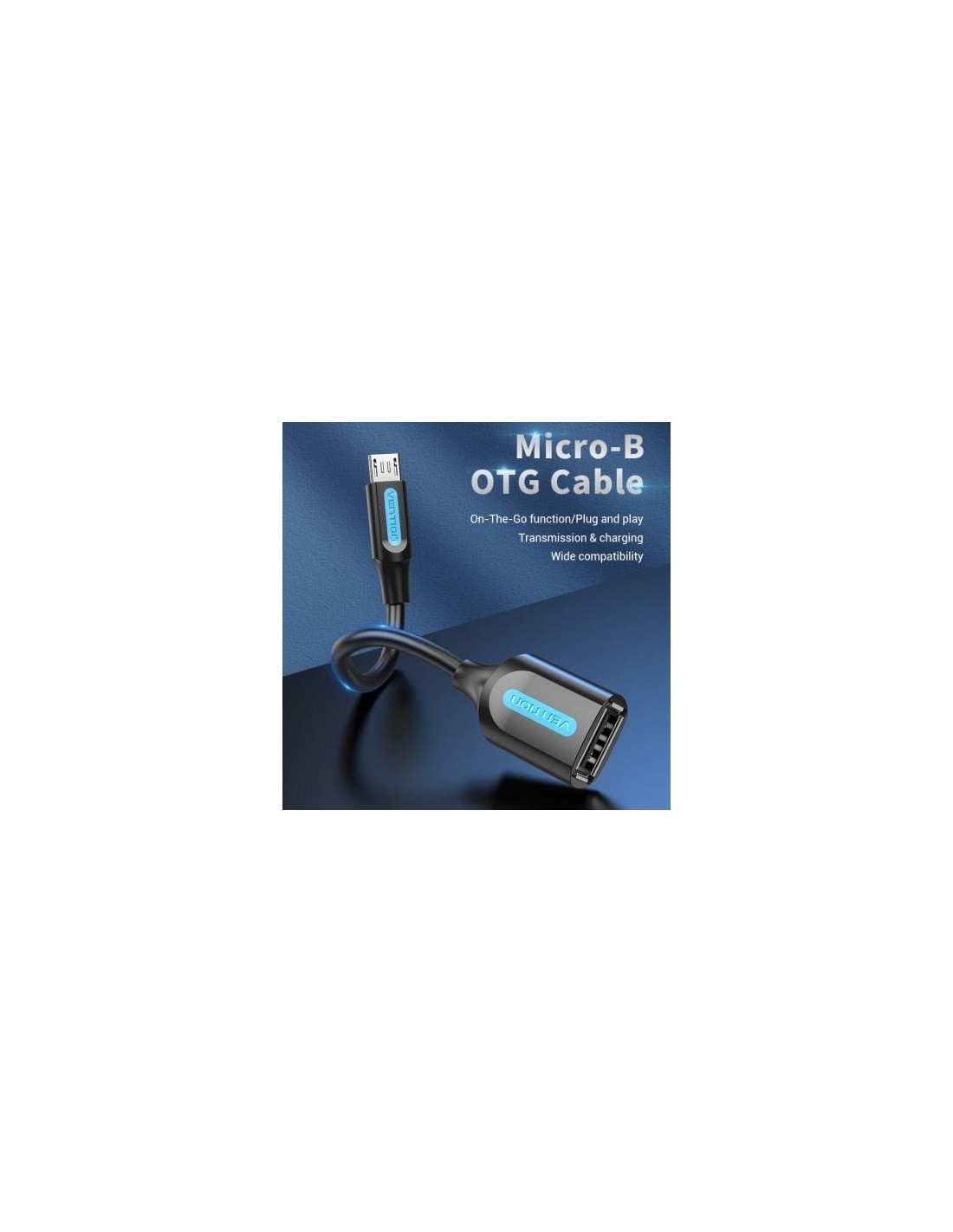 Cable USB 2.0 Vention MicroUSB Macho - USB Hembra 480Mbps 15cm Negro