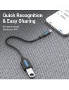Cable USB 2.0 Vention MicroUSB Macho - USB Hembra 480Mbps 15cm Negro