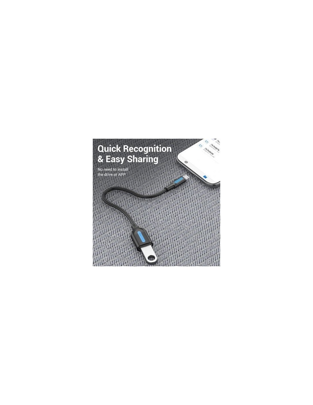 Cable USB 2.0 Vention MicroUSB Macho - USB Hembra 480Mbps 15cm Negro