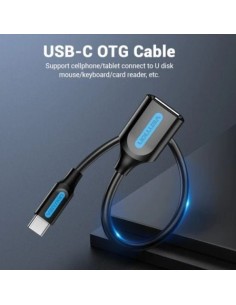 Cable USB 2.0 Tipo-C Vention USB Tipo-C Macho - USB Hembra 15cm 480Mbp 2