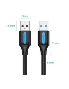 Cable USB 3.0 Vention USB Macho - USB Macho 5Gbps Negro | Logroño 2