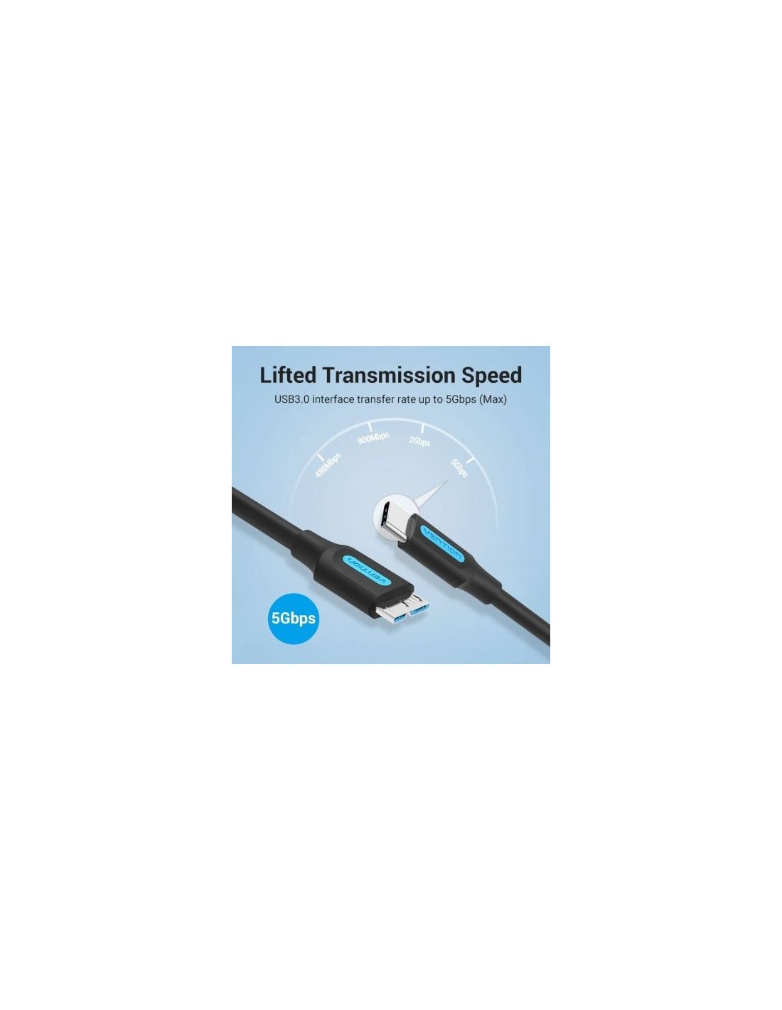 Cable USB 3.0 Vention microUSB Macho - USB Tipo-C Macho 5Gbps 50cm Neg