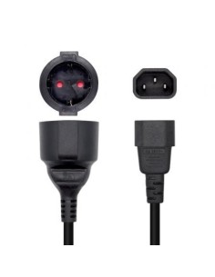Adaptador Alimentación Aisens C14 Macho - CEE7 Hembra 25cm Negro