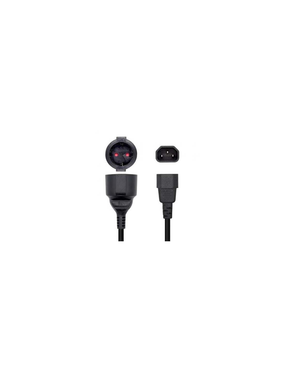 Adaptador Alimentación Aisens C14 Macho - CEE7 Hembra 25cm Negro
