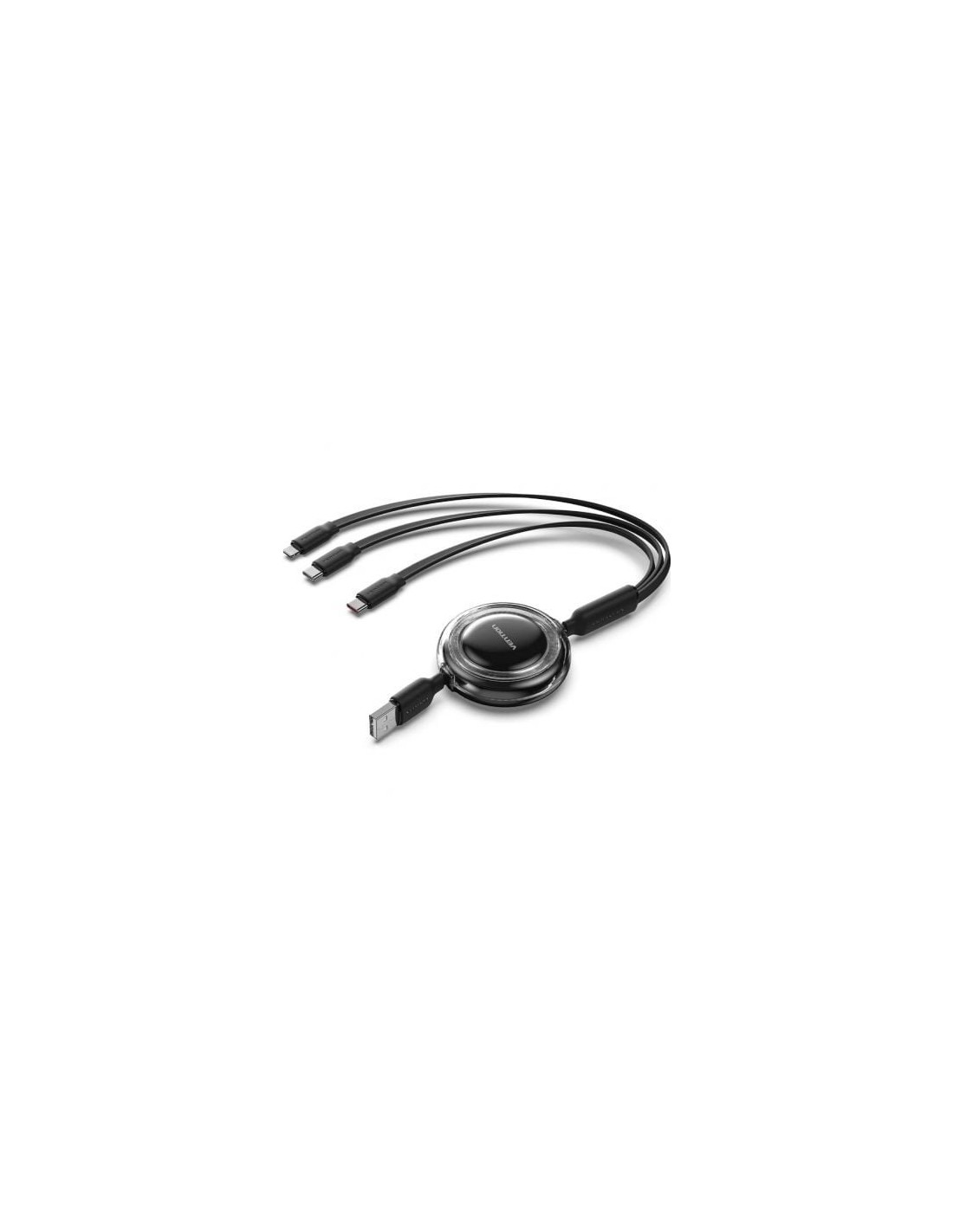 Cable USB Retráctil Vention USB Macho - Lightning 2xUSB Tipo-C Hasta 1