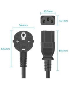 Cable de Alimentación Vention IEC C13 Hembra - CEE7 Macho 1.8m Negro 2