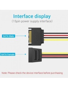 Cable Alimentación 15Pin Vention SATA Macho - SATA Hembra 30cm 2