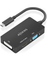 Conversor HDMI Aisens USB Tipo-C Macho - DVI HDMI VGA Hembra 15cm Negr