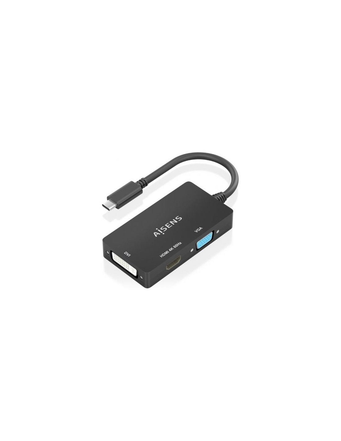 Conversor HDMI Aisens USB Tipo-C Macho - DVI HDMI VGA Hembra 15cm Negr