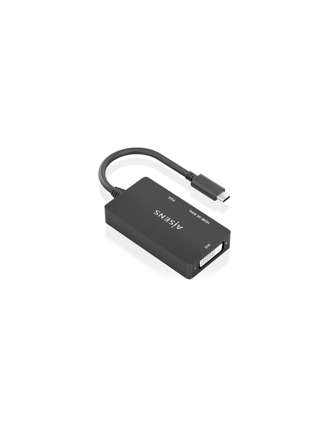 Conversor HDMI Aisens USB Tipo-C Macho - DVI HDMI VGA Hembra 15cm Negr