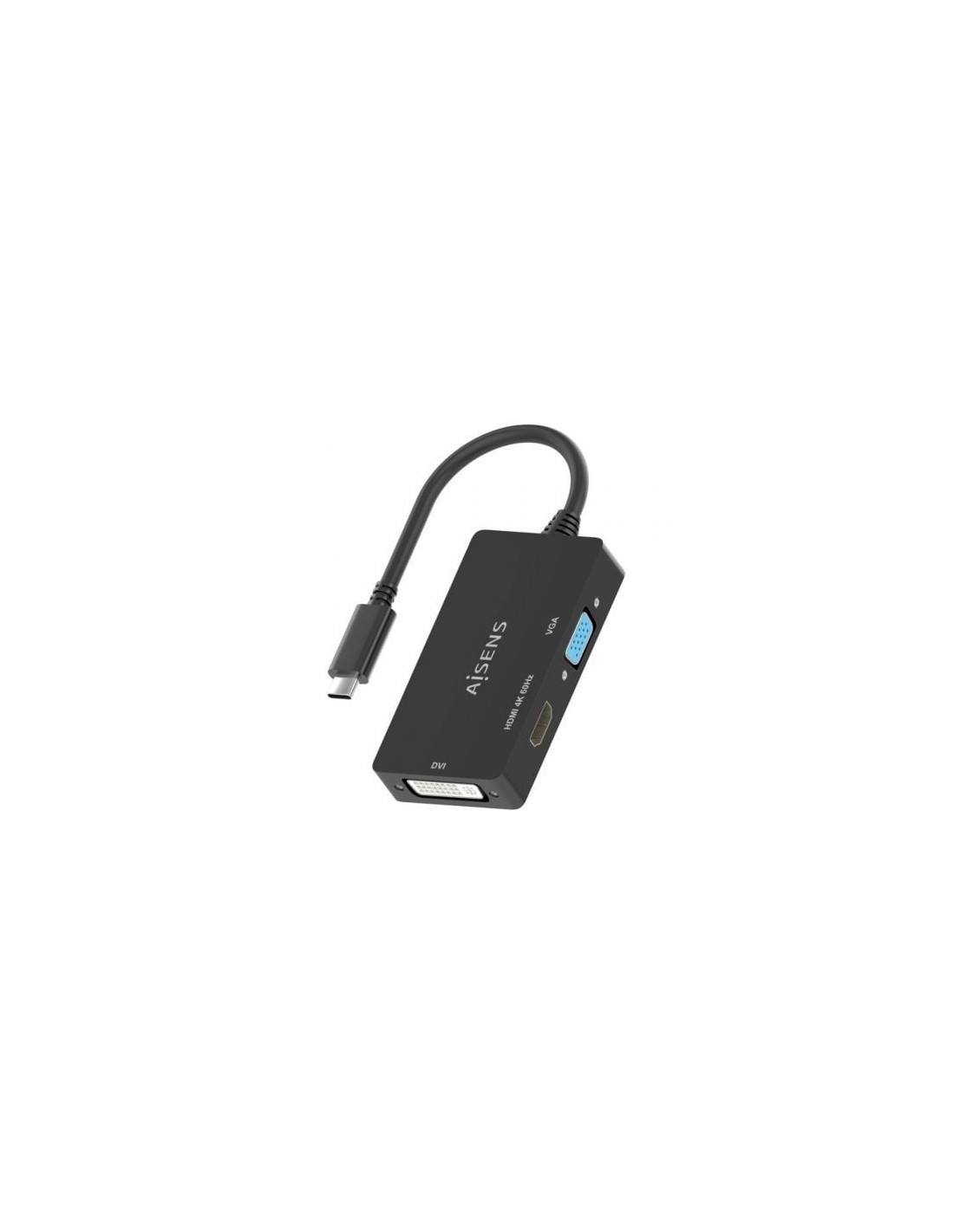 Conversor HDMI Aisens USB Tipo-C Macho - DVI HDMI VGA Hembra 15cm Negr
