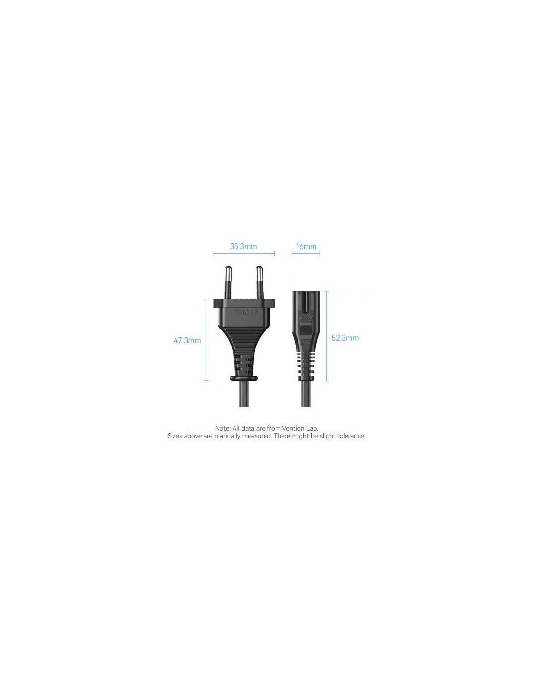 Cable Alimentación Forma 8 Vention CEE7 16 Macho - C7 Hembra 1.8m
