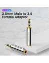 Adaptador Jack Vention Jack 2.5 Macho - Jack 3.5 Hembra Plata