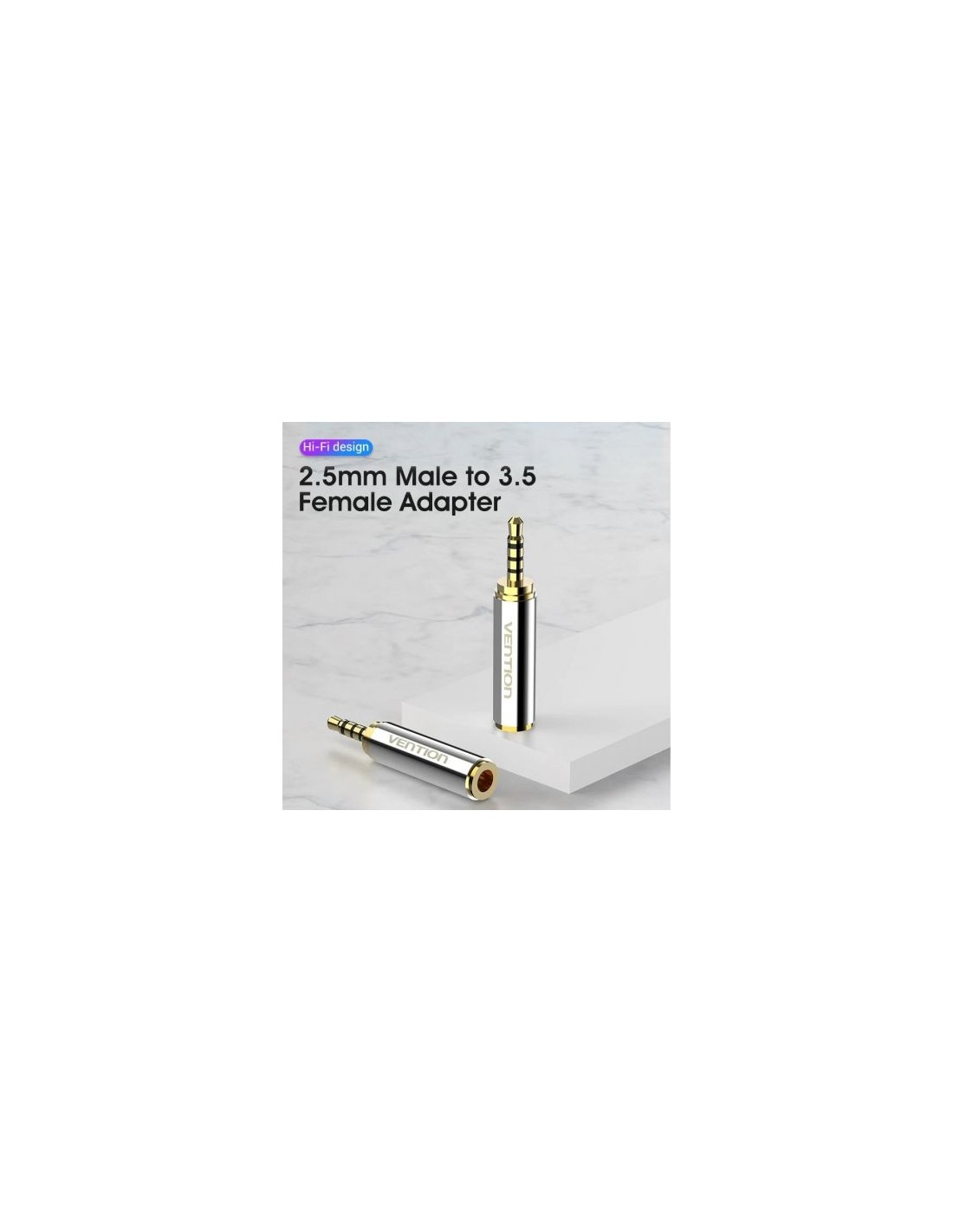 Adaptador Jack Vention Jack 2.5 Macho - Jack 3.5 Hembra Plata