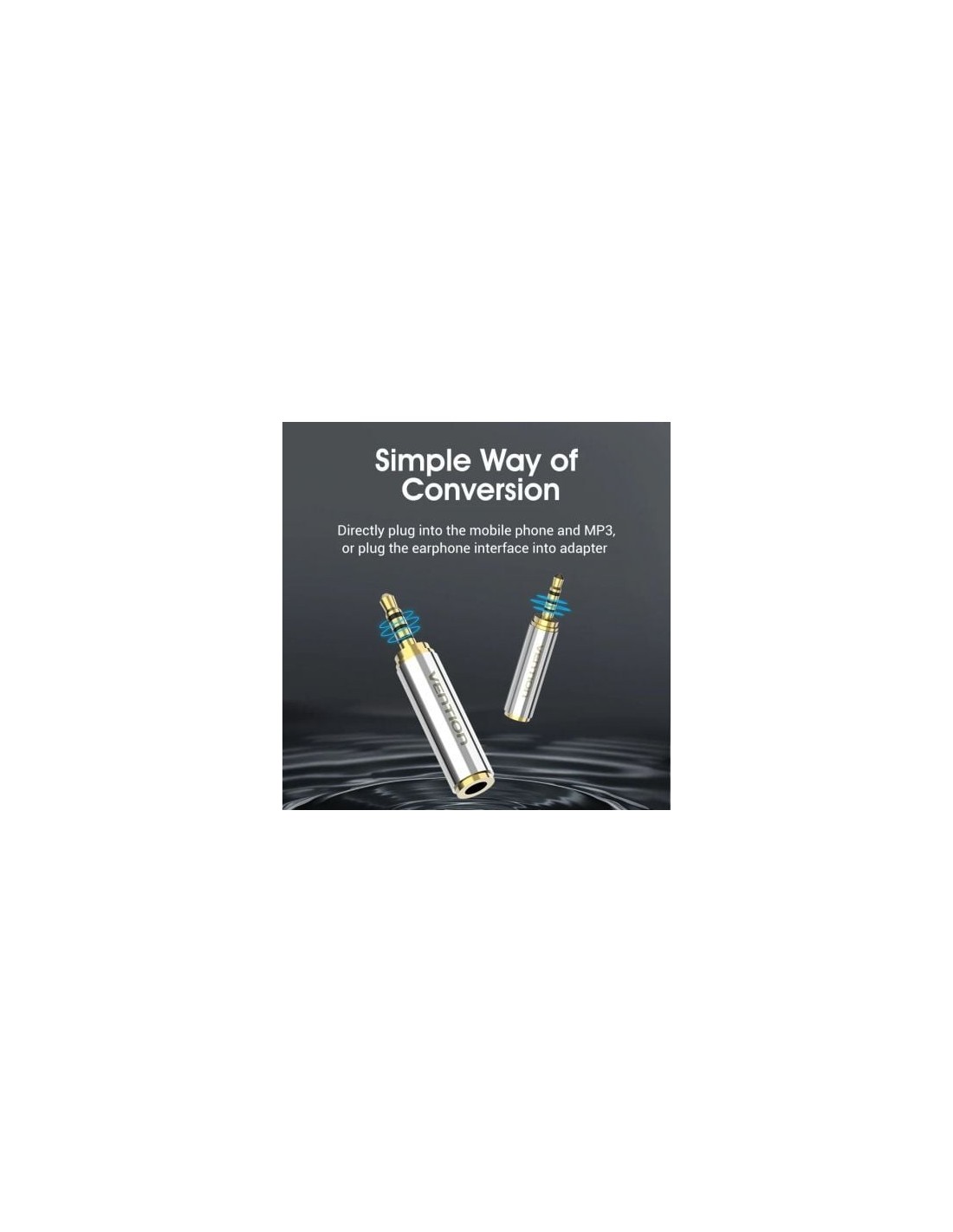 Adaptador Jack Vention Jack 2.5 Macho - Jack 3.5 Hembra Plata