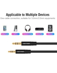 Cable Estéreo Vention Jack 3.5 Macho - Jack 2.5 Hembra 50cm Negro 2