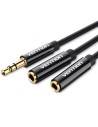Cable Estéreo Vention Jack 3.5 Macho - 2x Jack 3.5 Hembra 30cm Negro