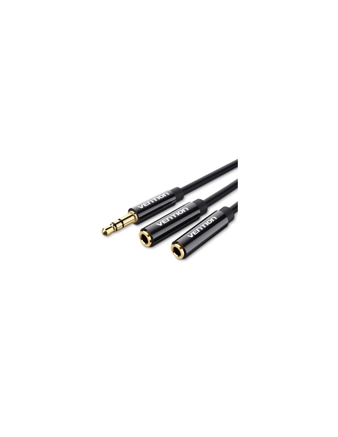 Cable Estéreo Vention Jack 3.5 Macho - 2x Jack 3.5 Hembra 30cm Negro