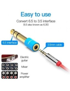 Adaptador Jack Vention Jack 6.5 Macho - Jack 3.5 Hembra Azul | Logroño 2