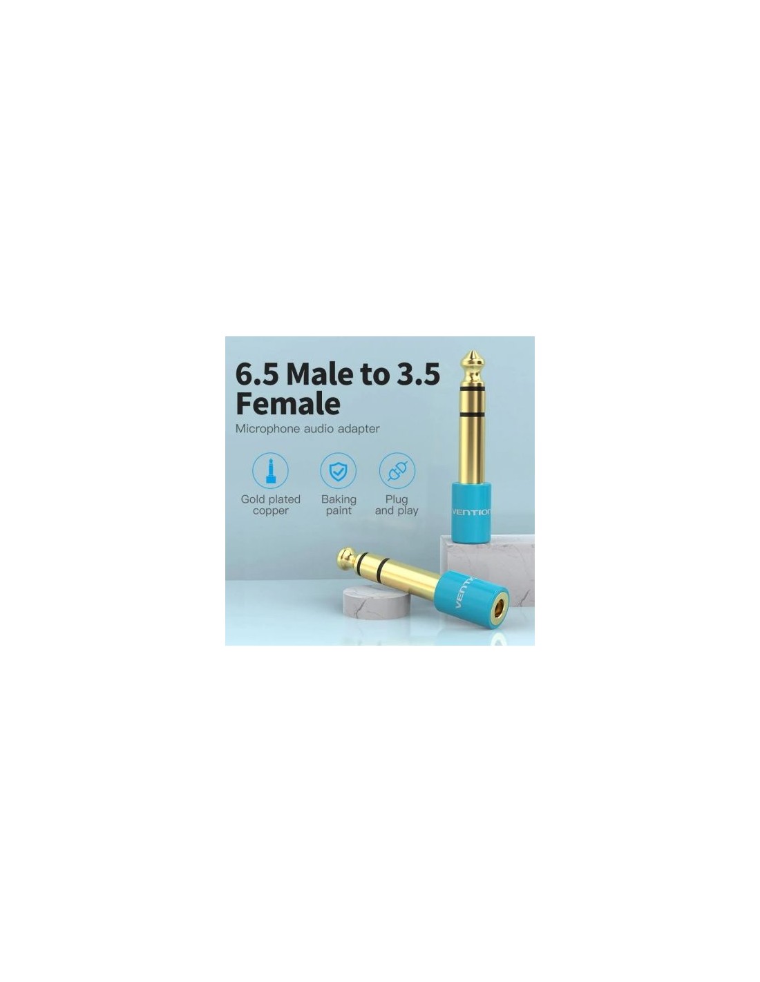 Adaptador Jack Vention Jack 6.5 Macho - Jack 3.5 Hembra Azul | Logroño