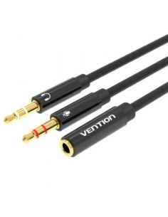 Cable Estéreo Vention 2x Jack 3.5 Macho - Jack 3.5 Hembra 30cm Negro
