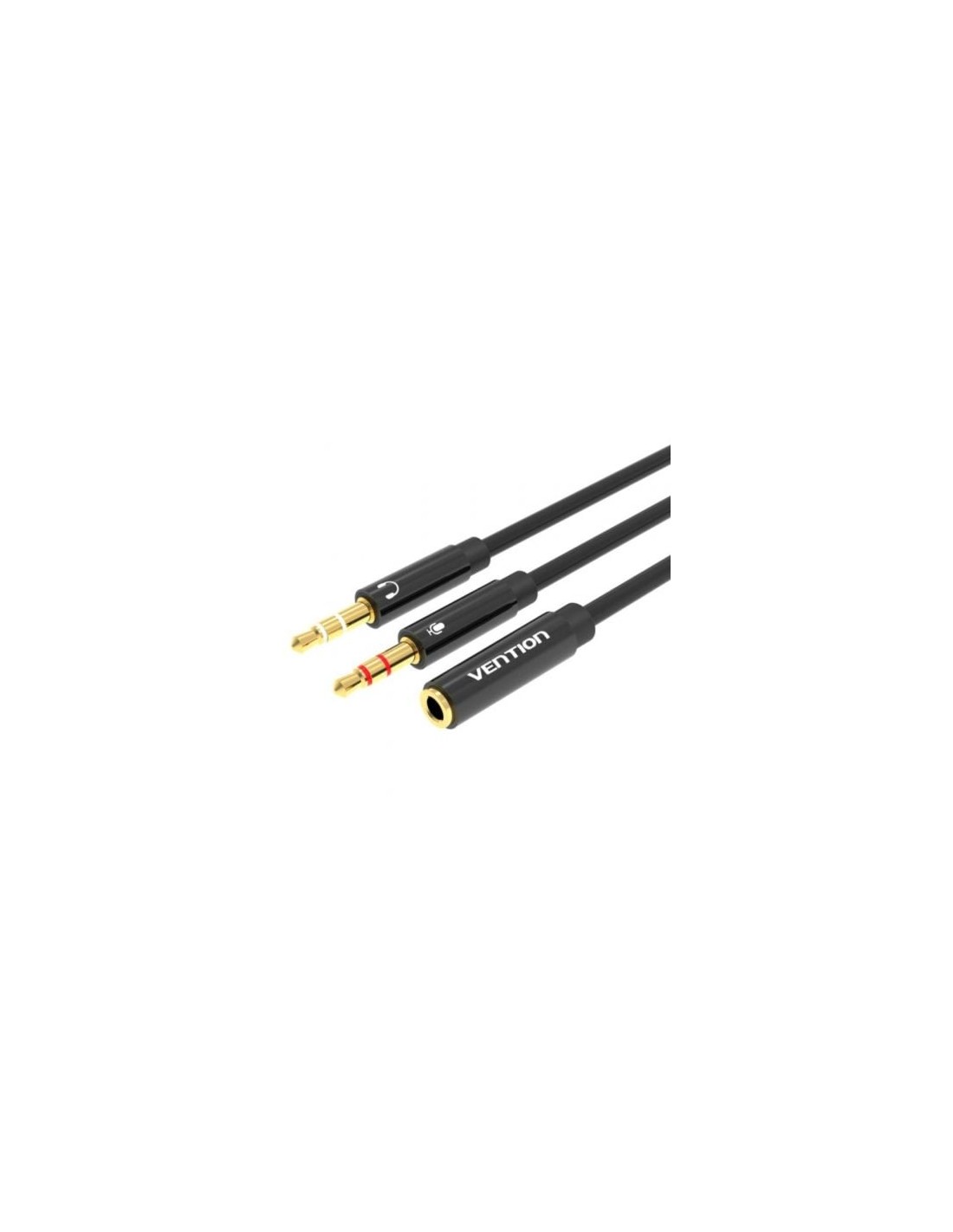 Cable Estéreo Vention 2x Jack 3.5 Macho - Jack 3.5 Hembra 30cm Negro
