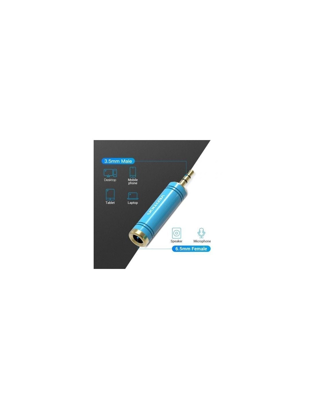 Adaptador Jack Vention Jack 3.5 Macho - Jack 6.5 Hembra Azul | Logroño
