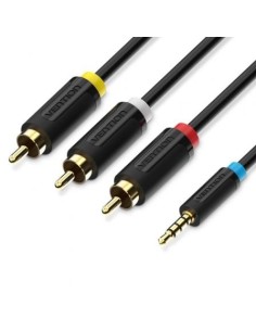 Cable Estéreo Vention Jack 3.5 Macho - 3x RCA Macho 1.5m Negro