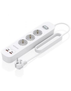 Regleta con Interruptor Aisens 3 Tomas de Corriente 2 USB - 2 USB Tipo
