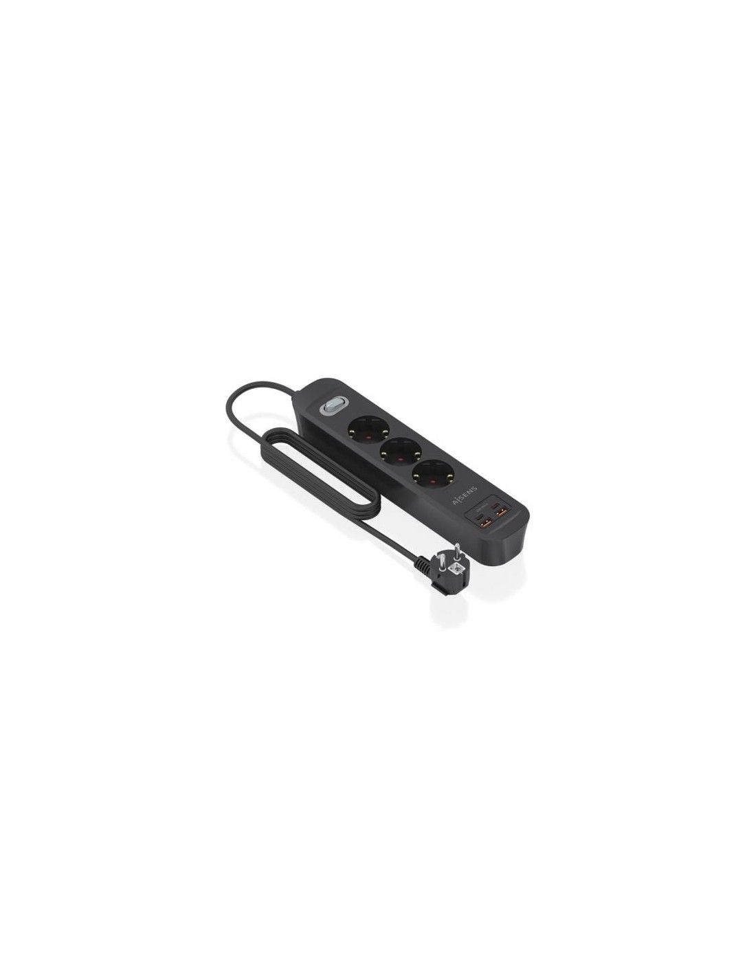 Regleta con Interruptor Aisens 3 Tomas de Corriente 2 USB - 2 USB Tipo